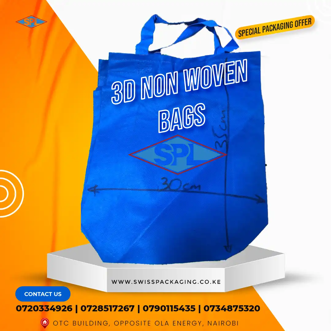 3D Non-Woven Bags, eco-friendly bags, Swiss Packaging Ltd, reusable bags, shopping bags, branded bags, durable packaging.